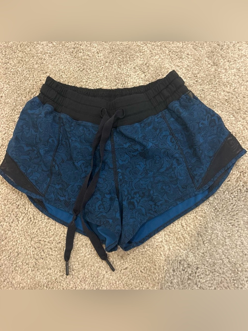 lululemon vintage lululemon shorts with black blue pattern and drawstring